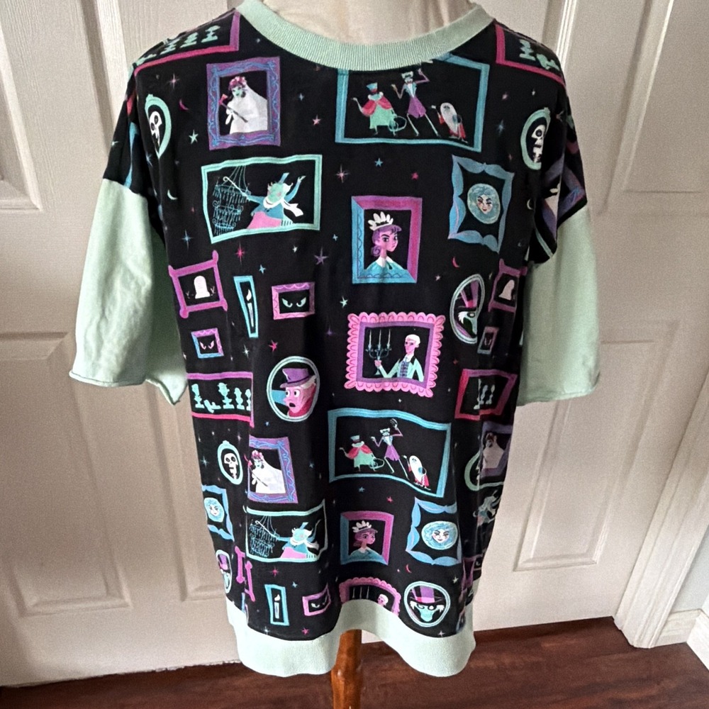 Disney Parks Haunted Mansion Portraits Pullover T Shirt Womens 1X FLAW